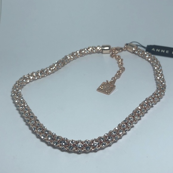 Anne Klein Rose Gold Tone Pave Crystal Necklace - Picture 7 of 16